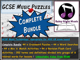 GCSE Music Terminology Puzzle Bundle