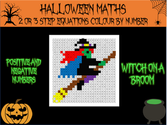 Halloween maths - solving 2 or 3 step equations colour by number