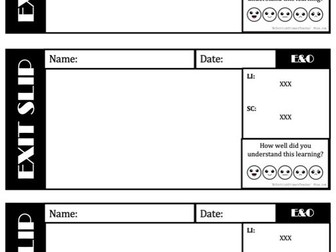 Exit Pass Plenary Cards - Editable