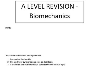 OCR A Level PE - Biomechanics Revision Summary Booklet