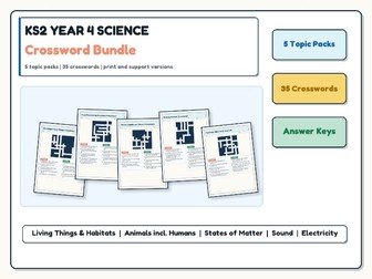 KS2 Year 4 Science Crossword Bundle | 35 Crosswords + Answer Keys