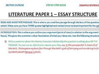 GCSE Literature Paper 1 Extract-Based Essay Structure