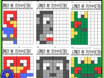 Rainforest Animals Lines of Symmetry | Math Pixel Art - Reflection Drawings