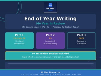 End of Year Writing - My Year in Review - CfE Second Level - P5-P7 - Personal Reflection Report