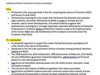 Essay Plans UK Government Paper 2 Edexcel A-Level 9PL0/02