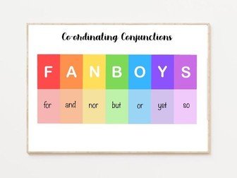 Fanboys Coordinating Conjunctions Poster | Colourful Literacy Printable, Standard and Cursive