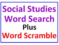 Social Studies Word Search PLUS Social Studies Word Scramble