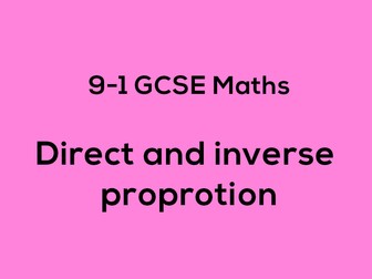 9-1 GCSE maths proportion worksheet