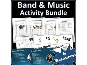 Band & Music Activities Bundle | Worksheets | Presentations | Puzzles - EDITABLE