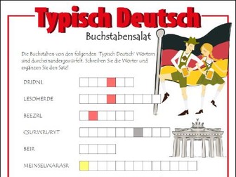 DAZ/DAF Typisch Deutsch Buchstabensalat