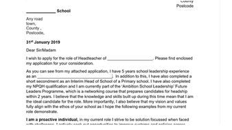 Headteacher Application - Personal Statement and cover letter ...