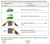 Newton's First Law of Motion - Worksheet | Distance Learning | Teaching