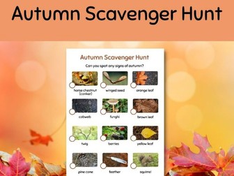 Autumn Scavenger Hunt, Autumn I Spy, Autumn Nature Walk, Signs of Autumn, Autumn Checklist