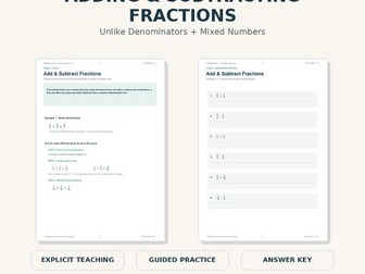 Adding & Subtracting Fractions Worksheets