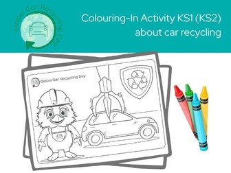 Global Car Recycling Day Colouring-In KS1 (KS2) Activity