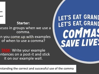 Punctuation Comma lesson KS3 - group work and student-lead