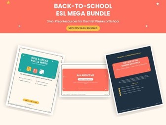 Back to School ESL Speaking and Writing Games