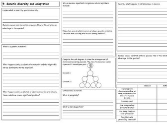 Biology AS - Genetic Diversity and Adaptation summary sheet