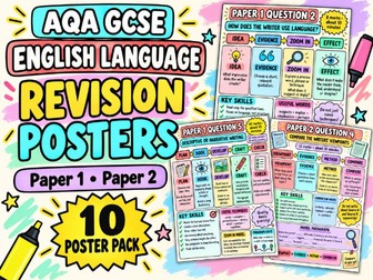 AQA GCSE English Language Revision Posters | Paper 1 & Paper 2 | 10-Poster Pack