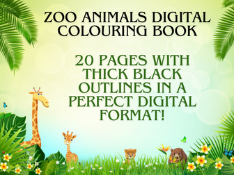 Zoo Animals Digital Colouring Book - 20 Pages - Perfect for Kids and Adults!