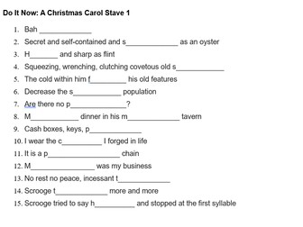 A Christmas Carol Quotation Revision worksheet