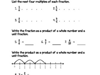 Multiplying Fractions Test 4th Grade (Go Math Chapter 8)