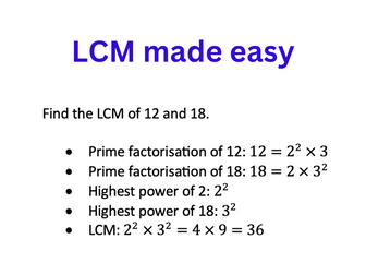 Worksheet: Lowest Common Multiple (LCM)