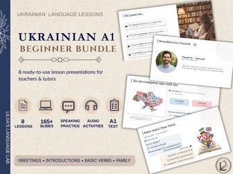 Ukrainian A1 Beginner Bundle: 8 Complete Lesson Presentations with Audio
