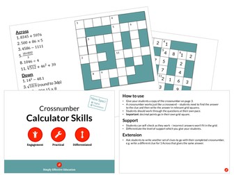 Calculator Skills (Crossnumber)