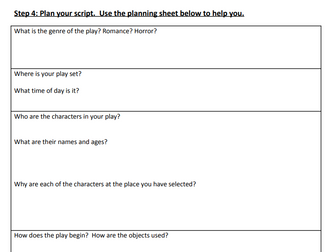 Drama cover lesson or starting point for IGCSE devised Drama Coursework.