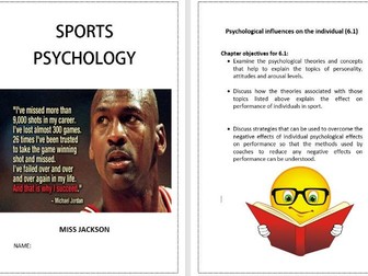 AQA A Level Sports Psychology - Workbook and 6 lessons for chapter 6.1 (Bundle) FOR NEW SPEC'