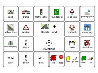 Road + Directions Symbol Word Grid - Widget SEN