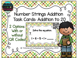 Number Strings Addition Task Cards: Addition to 20