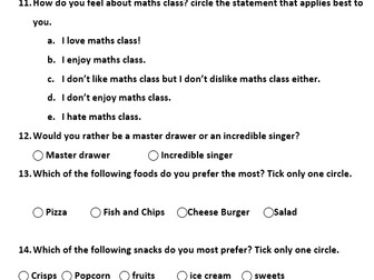 Class Survey for Teaching Stats