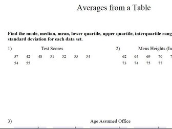 Standard Deviation Worksheet Tes - worksheet