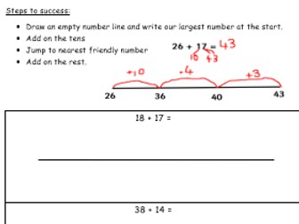 Subtraction bridging number line to 100