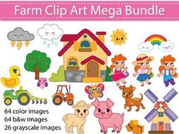 Farm Clipart Bundle, Farm Animals Clip Art