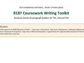OCR Cambridge National Sport Studies (J829) - Full R187 Coursework Writing Toolkit