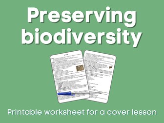 Preserving biodiversity Cover lesson