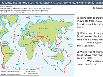 Plate Tectonics- Natural Hazards- A Level Geography