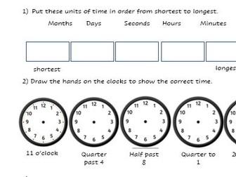 Time Maths Assessment Lower KS2