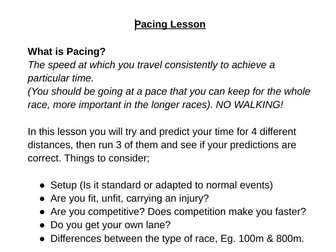 Pacing Lesson (Athletics - Track)