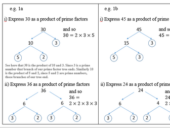 Factors and Multiples 2, Prime Factorisation, Primes Factor Trees