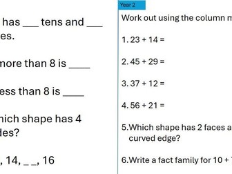 Maths Starter Activity YR 1/2