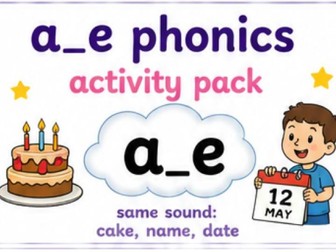 a_e phonic continuous provision activity pack