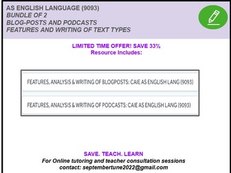 BUNDLE # 8 : FEATURES AND WRITING OF ONLINE FORMS FOR CAIE AS ENGLISH LANG (9093)