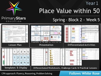 YEAR 1 - Place Value (within 50) - White Rose - WEEK 5 - Block 2 - Spring- Differentiated Pack