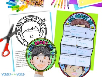 All about me self portrait style folding activity for back to school