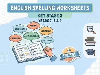 Spelling worksheet for KS3 , grade 7-9