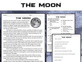 The Moon Reading Comprehension Passage and Questions - PDF